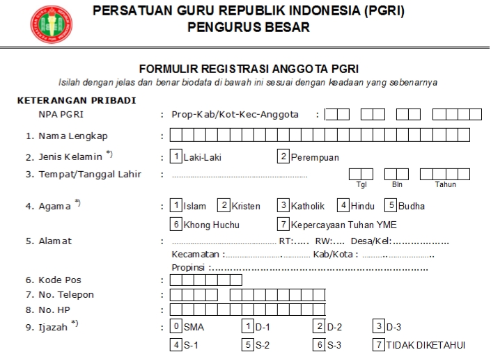 Pendaftaran PGRI Papua - Persatuan Guru Republik Indonesia Cabang Papua
